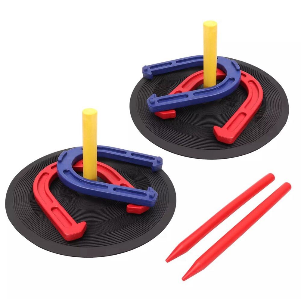 Indoor Outdoor Rubber Horseshoe Family Game Set Backyard Camp Tailgating Ages 8+